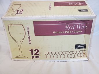 New Old Stock Libbey Set Of Twelve Red Wine Glasses