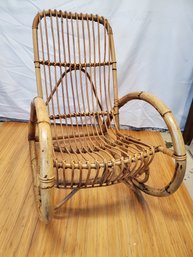 Vintage Mid Century Modern Bamboo Rocking Chair