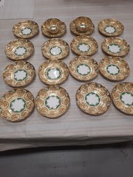 Lot Of 16 Antique Mixed Plates From The Same Pattern- 2 Teacups With 16 Underplates