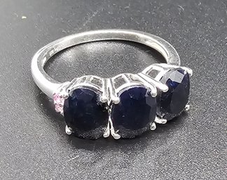 Midnight Sapphire, Madagascar Pink Sapphire Ring In Sterling