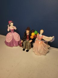 Royal Doulton Group #1. 3 Characters 2 Pretty Woman And A Clown.