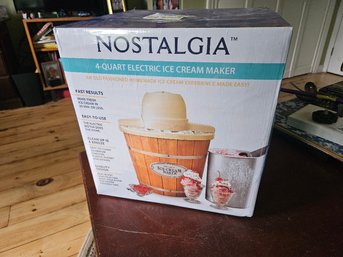 #9 - Nostalgia 4-Quart Wooden Bucket Ice Cream Maker - New In Sealed Box