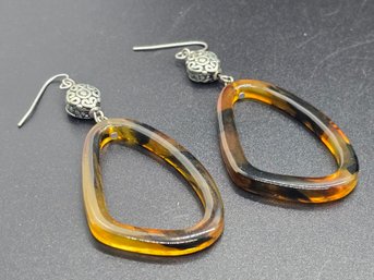 Vintage Amber Or Bakelite Dangle Earrings