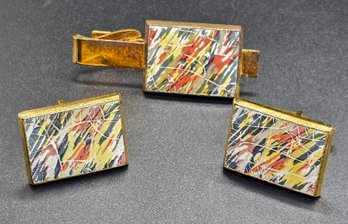 Matching Vintage Cufflinks & Tie Clip