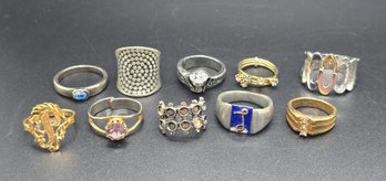 Lot Of 10 Vintage Rings In Various Sizes & Styles