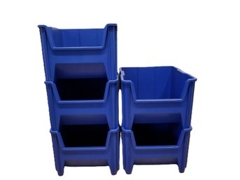 Five Large Quantum OGH-800 Stackable Blue Bins   #2