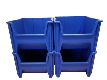 Four Large Quantum OGH-800 Stackable Blue Bins   #1