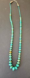 Gorgeous Natural Turquoise Mountain Stone Beaded Necklace With Silver Hook Clasp