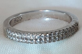 Vintage Sterling Silver Size 10 CZ Anniversary Ring ~ 4.19 Grams