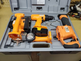 Chicago Electric Power Tools Set- Reciprocating Saw, Flashlight, Drill, Circular Saw, Charger & Battery