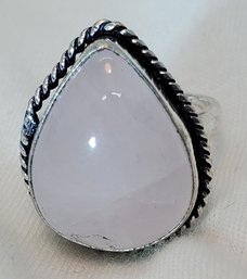 Sterling Silver Plated Size 7.5 Beautiful Rose Quartz Ring ~ 3/4'