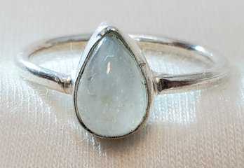 Sterling Silver Plated Size 7 Teardrop Moonstone Ring