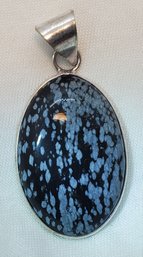 Sterling Silver Plated Snowflake Obsidian Pendant