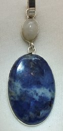 Sterling Silver Plated Beautiful Blue Sodalite & Moonstone Pendant