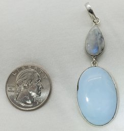 Sterling Silver Plated Sparkling Opal And Moonstone Pendant