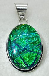 Sterling Silver Plated Synthetic Australian Triplet Green/Blue Fire Opal