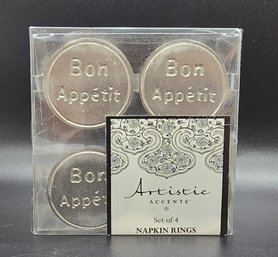 Set Of 4 Brand New Bon Appetit Brass Napkin Rings