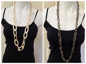 Rush By Denis & Charles - 2 Full Length Large Resin Link Chain Style Necklaces With Gold Tone Findings