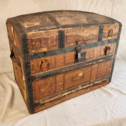 Antique Steamer Trunk Full Of Vintage Fabric