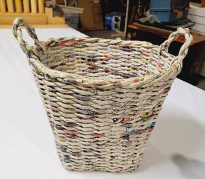 Cool Hand Woven Handled Basket Made From Chinese Newspapers