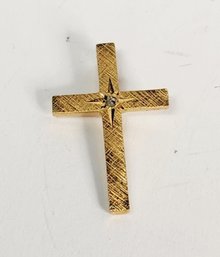 Vintage Gold Filled Cross With Stone Pendant