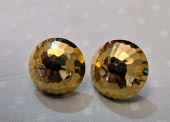 Fabulous Shimmer In These 14K Faceted Gold Button Earrings