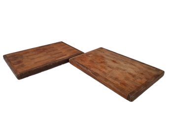 Pair Of End Grain Rectangle Butcher Block Cutting Boards