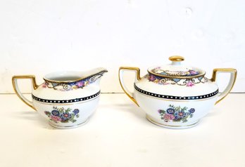 Vintage Phoenix China Lidded Sugar Bowl & Creamer - Cecho Slovakia