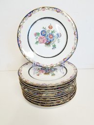 Vintage  Set Of 11 Floral Phoenix China Dinner Plates - Cecho Slovakia