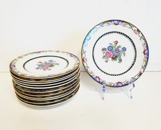 Vintage Set Of 12 Floral Phoenix China Luncheon/salad Plates - Cecho Slovakia