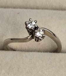 14K Platinum Gold Double Diamond Infinity Style Engagement Ring  - Size 7.5