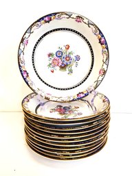 Vintage Set Of 12 Floral Phoenix China Salad/pasta Bowls -  Cecho Slovakia