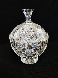 Lovely Vintage Lead Crystal Footed Candy Bowl With Lid