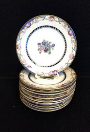 Vintage Set Of 11 Floral Phoenix China Bread & Butter Plates - Cecho Slovakia