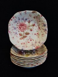 Vintage Set Of 8 Rose Chintz Salad Bowls By Johnson Brothers Made In England