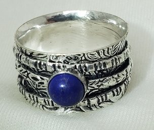 Sterling Silver Plated Lapis Lazuli Spinner Ring