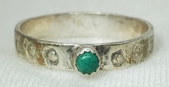 Vintage Sterling Silver Size 5 Turquoise Southwestern Style Ring ~ 1.35 Grams