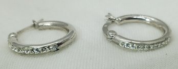 Vintage Sterling Silver Pair Of CZ Earrings ~ 2.19 Grams