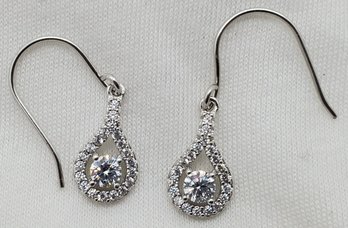 Vintage Sterling Silver Stunning Dangle CZ Earrings ~ 2.18 Grams