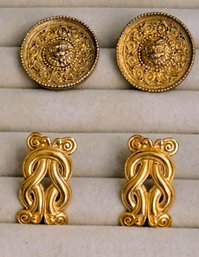 Gold Encrusted 925 Sterling / Museum Modern Art Earrings