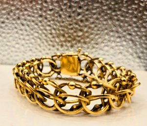 Vintage 14K Burnished Gold Multi-link Chain Bracelet With Box Clasp  (38 Grams Of Fine Gold)