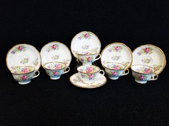 Vintage Foley Tulip Bone China Tea Cup & Saucer Sets By E. Braun & Co. Set Of 8