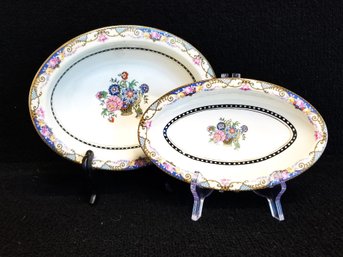 Set Of 2 Phoenix China Floral Oval Serving Dishes Cecho Slovakia