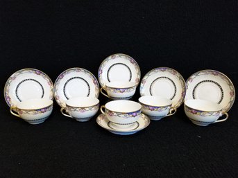 Vintage Lovely Phoenix China Teacup & Saucers Cecho Slovakia  - Set Of 12