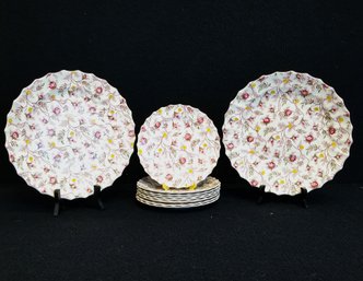 Vintage Copeland Spode 'Rosebud Chintz' Bone China Dinner And Bread & Butter Plates England