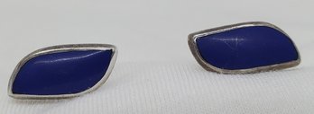 Vintage Sterling Silver Deep Blue Lapis Lazuli Earrings ~ 1.37 Grams