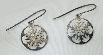 Vintage Sterling Silver Snowflake Earrings ~ 1.23 Grams