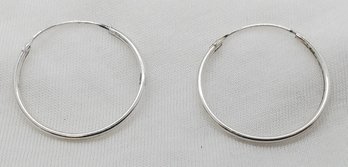 Vintage Sterling Silver Large Hoop Earrings ~ 0.96 Grams