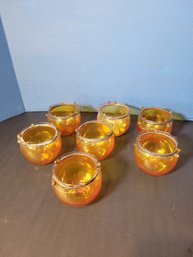 Amber Votive / Small Bowl Set.  7 In Total - - - - - - - - - - - - - - - - - - - - - - - - - - Loc S1