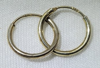 Vintage Sterling Silver Gold Plated Hoop Earrings ~ 0.54 Grams